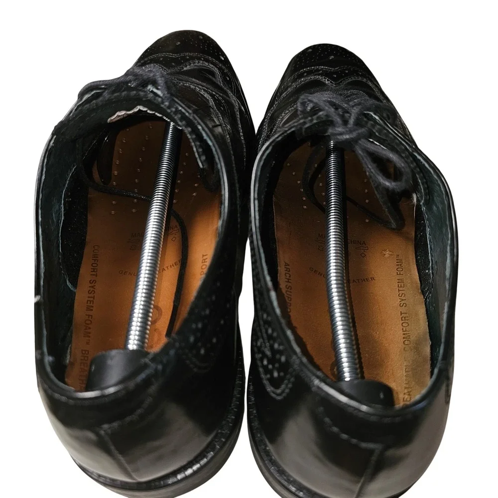 ECCO Mens Black Leather Wingtip Brogue‎ Oxford Dress Shoes 372 Size 10.5 EU 44